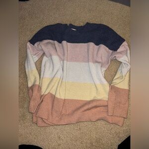 Neutral panel fuzzy sweater size large